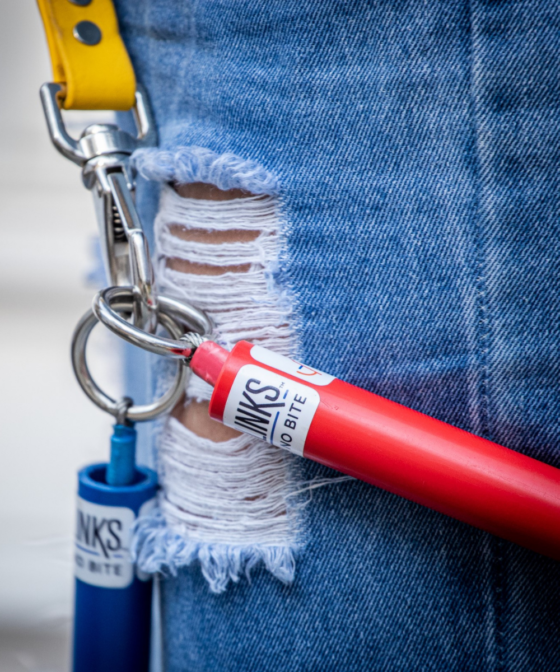 Leash Links hanging by a pocket